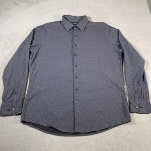 Rodd & Gunn Shirt Mens XL Gray Polka Dot Button Up Sports Fit Woven Italy Cotton